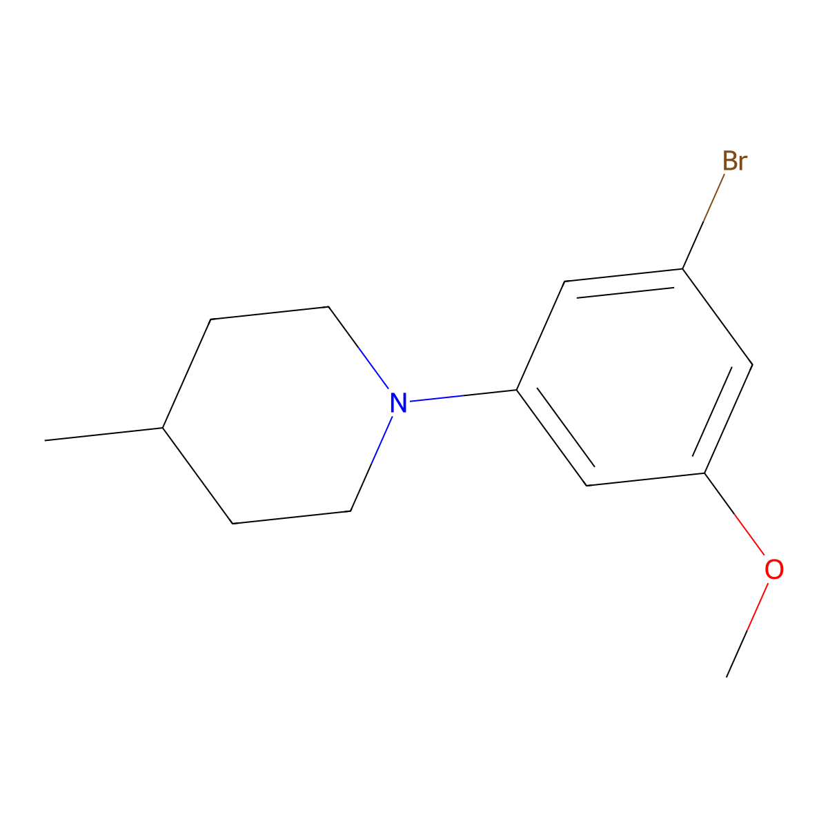 1-(3-Bromo-5-methoxyphenyl)-4-methylpiperidine molecular structure, CAS 2815694-57-4