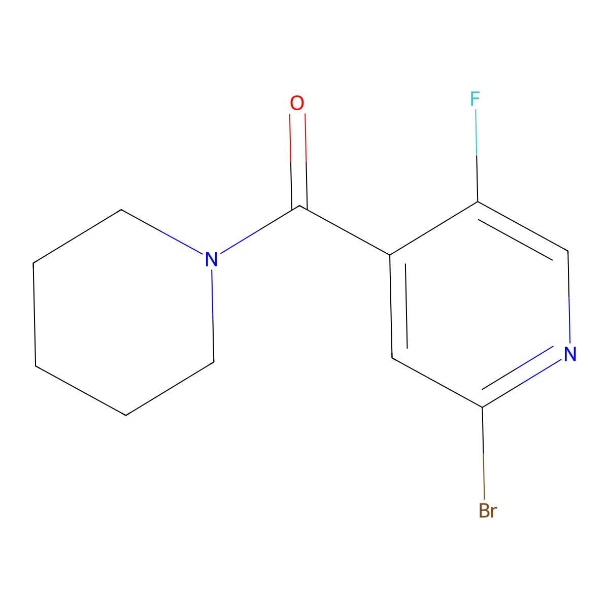(2-Bromo-5-fluoropyridin-4-yl)(piperidin-1-yl)methanone molecular structure, CAS 2815695-83-9