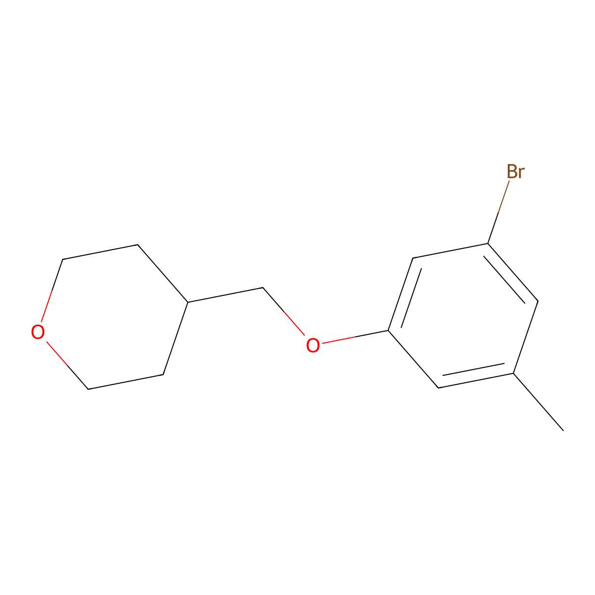 4-((3-Bromo-5-methylphenoxy)methyl)tetrahydro-2H-pyran molecular structure, CAS 2815698-63-4