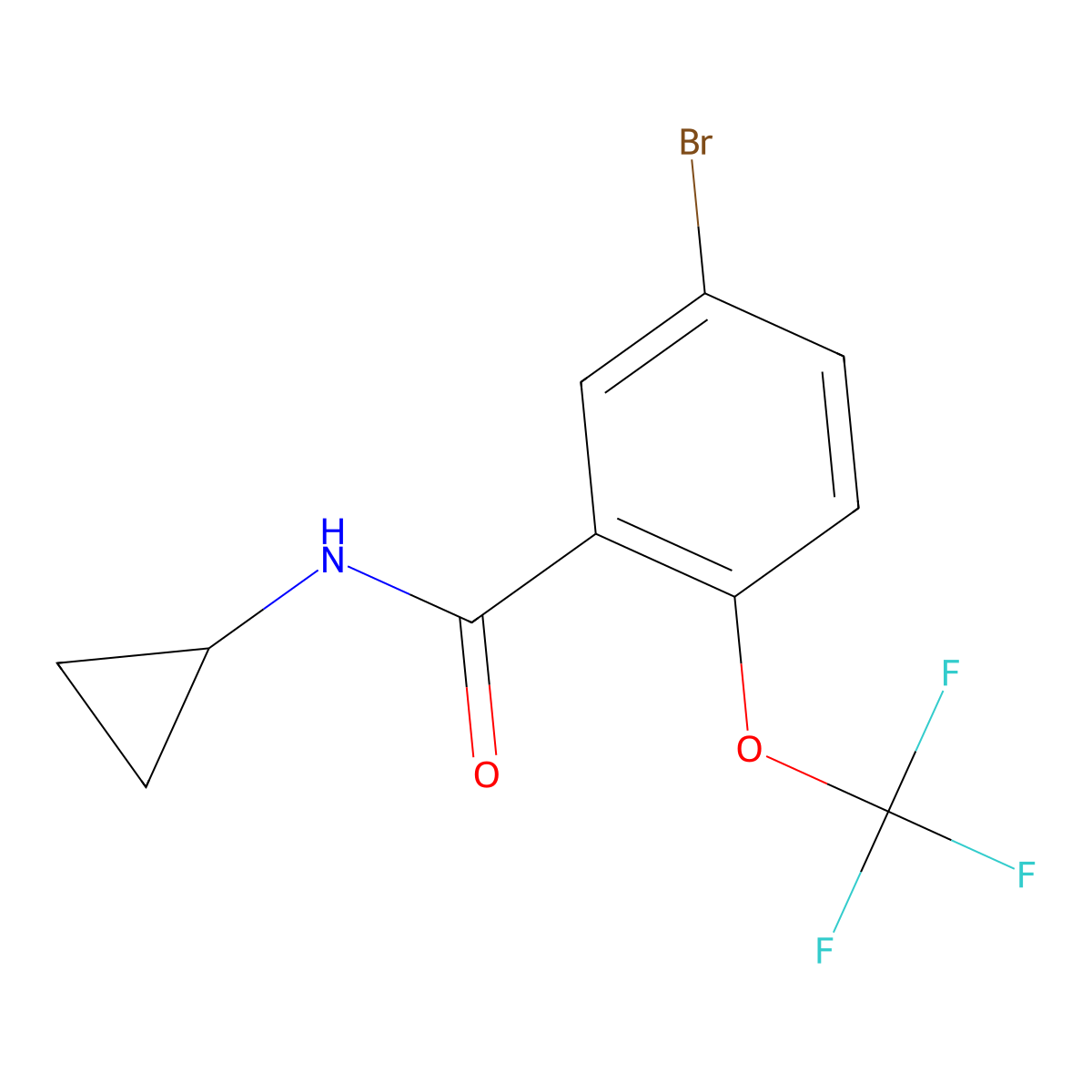 5-Bromo-N-cyclopropyl-2-(trifluoromethoxy)benzamide molecular structure, CAS 2815699-21-7