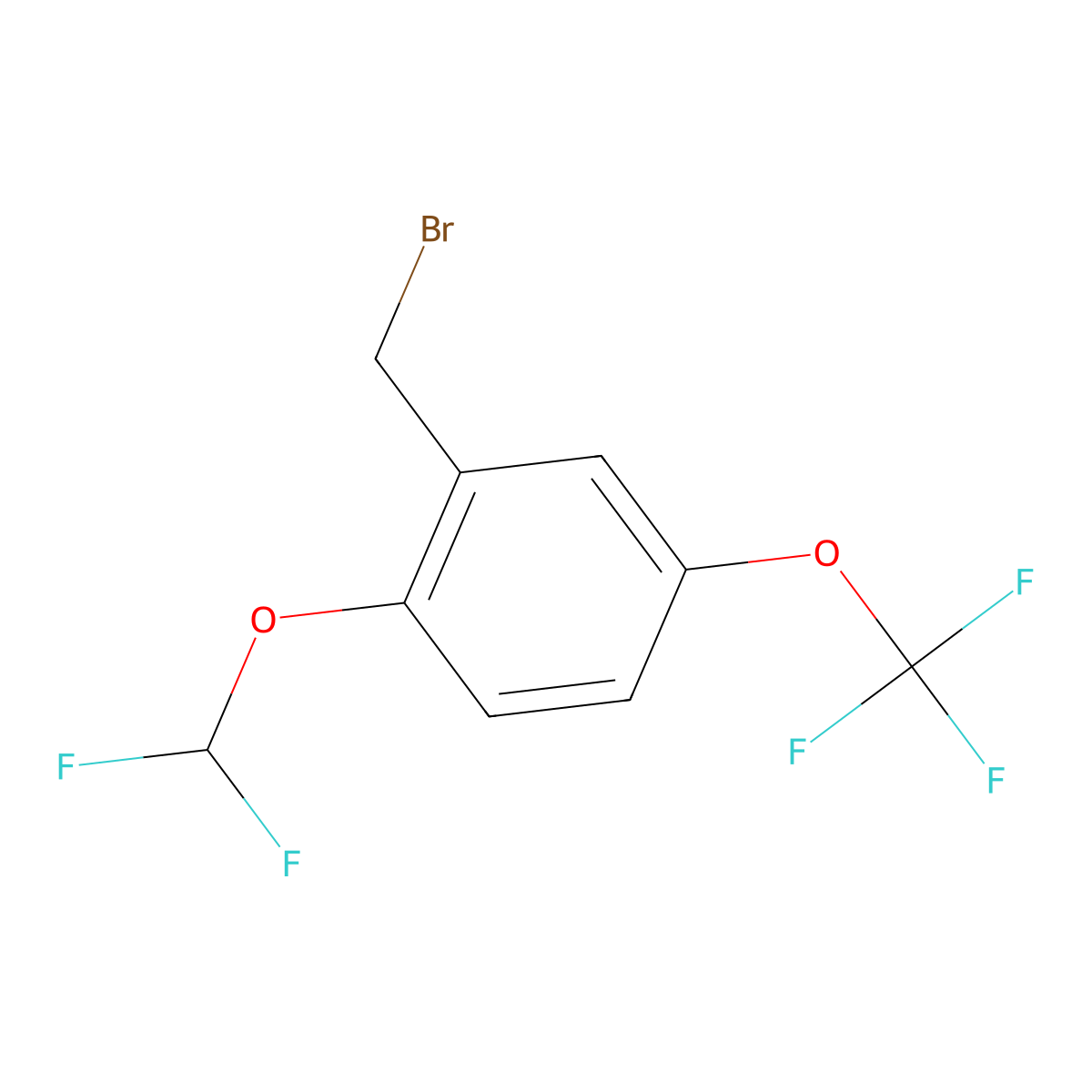 2-(Bromomethyl)-1-(difluoromethoxy)-4-(trifluoromethoxy)benzene molecular structure, CAS 2815776-01-1