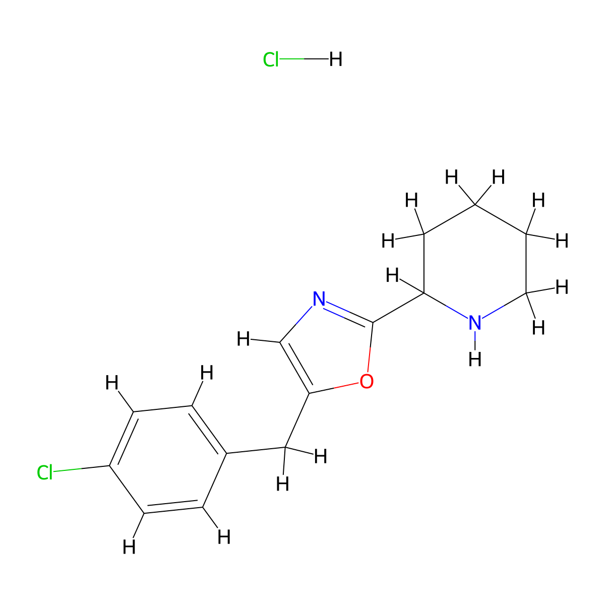 5-(4-Chlorobenzyl)-2-(piperidin-2-yl)oxazole hydrochloride molecular structure, CAS 2815847-64-2