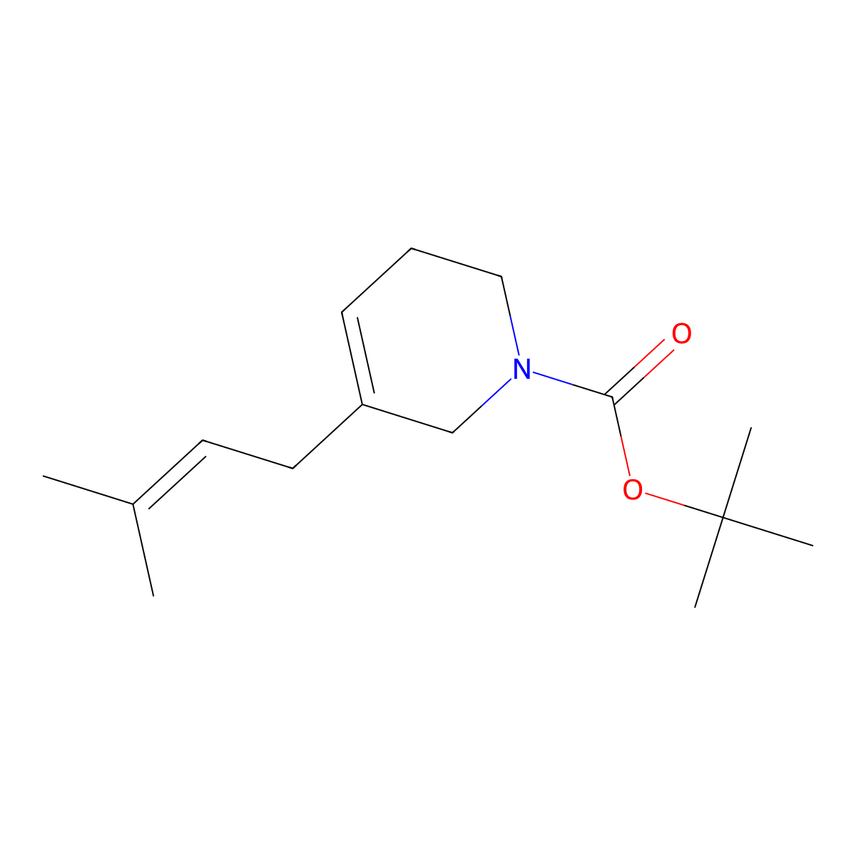 tert-butyl 5-(3-methylbut-2-en-1-yl)-3,6-dihydropyridine-1(2H)-carboxylate molecular structure, CAS 2815854-37-4