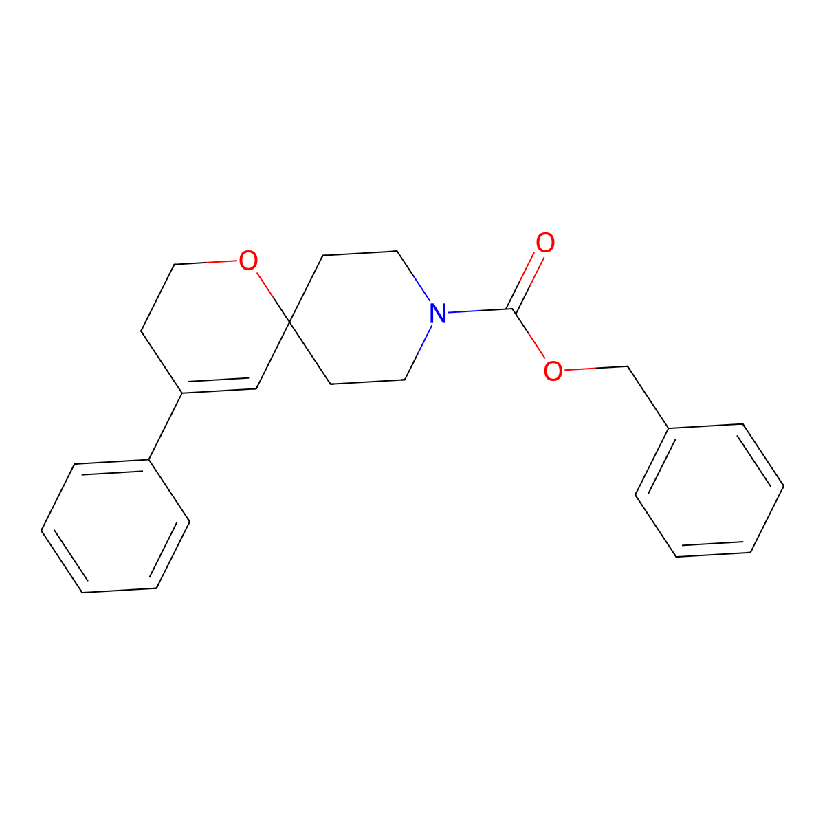 Benzyl 4-phenyl-1-oxa-9-azaspiro[5.5]undec-4-ene-9-carboxylate molecular structure, CAS 2815854-60-3