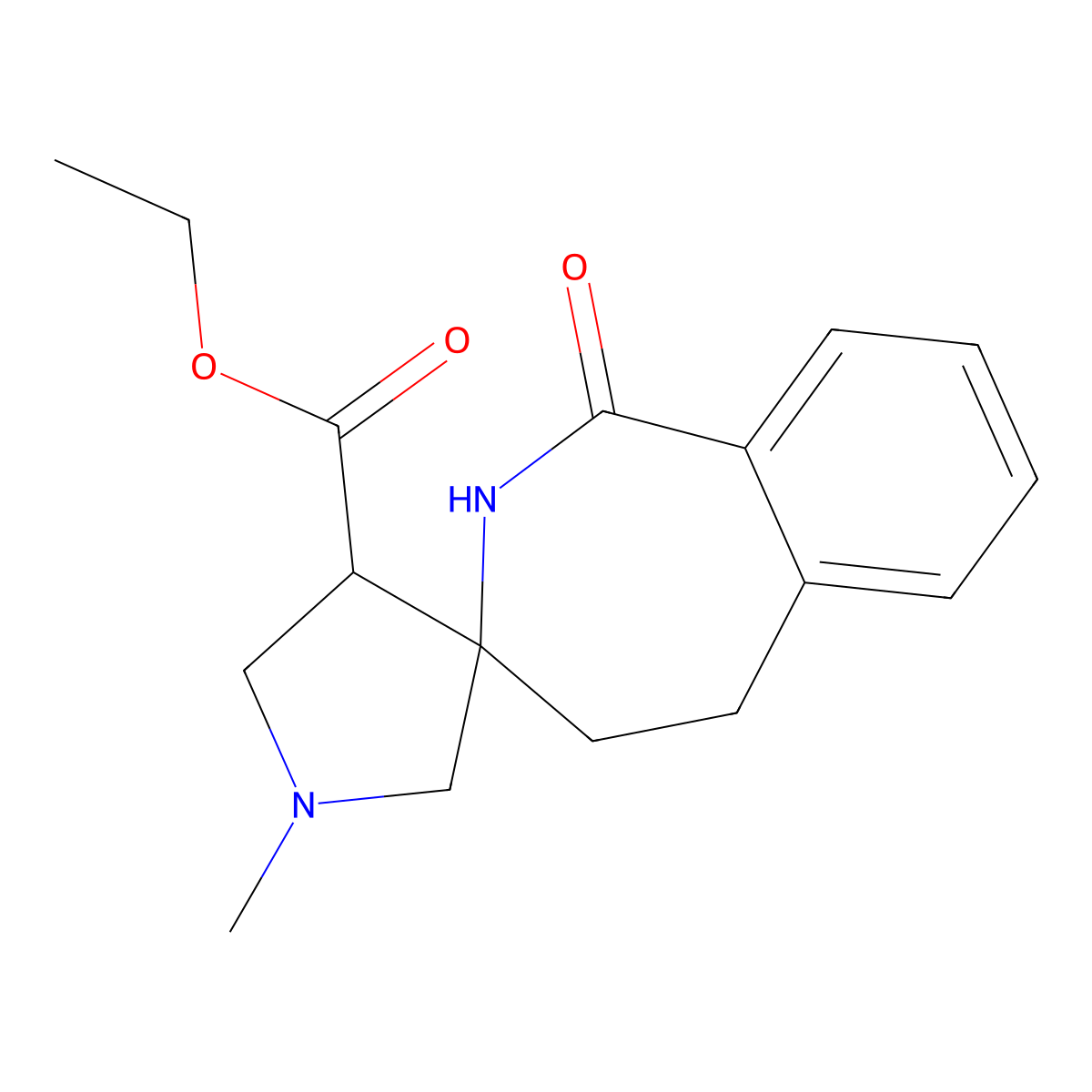 Ethyl 1'-methyl-1-oxo-1,2,4,5-tetrahydrospiro[benzo[c]azepine-3,3'-pyrrolidine]-4'-carboxylate molecular structure, CAS 2815854-68-1