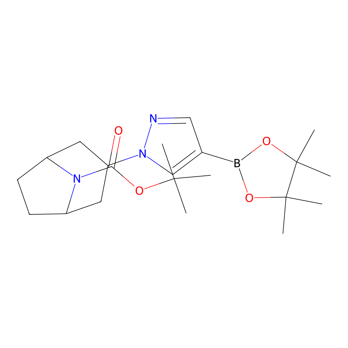tert-Butyl 3-(4-(4,4,5,5-tetramethyl-1,3,2-dioxaborolan-2-yl)-1H-pyrazol-1-yl)-8-azabicyclo[3.2.1]octane-8-carboxylate molecular structure, CAS 2816116-17-1