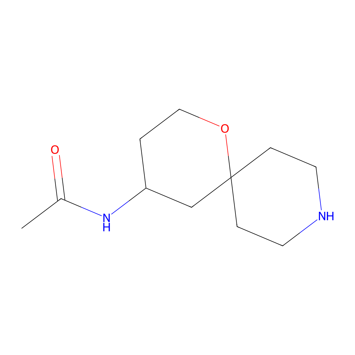 N-{1-oxa-9-azaspiro[5.5]undecan-4-yl}acetamide molecular structure, CAS 2816417-71-5