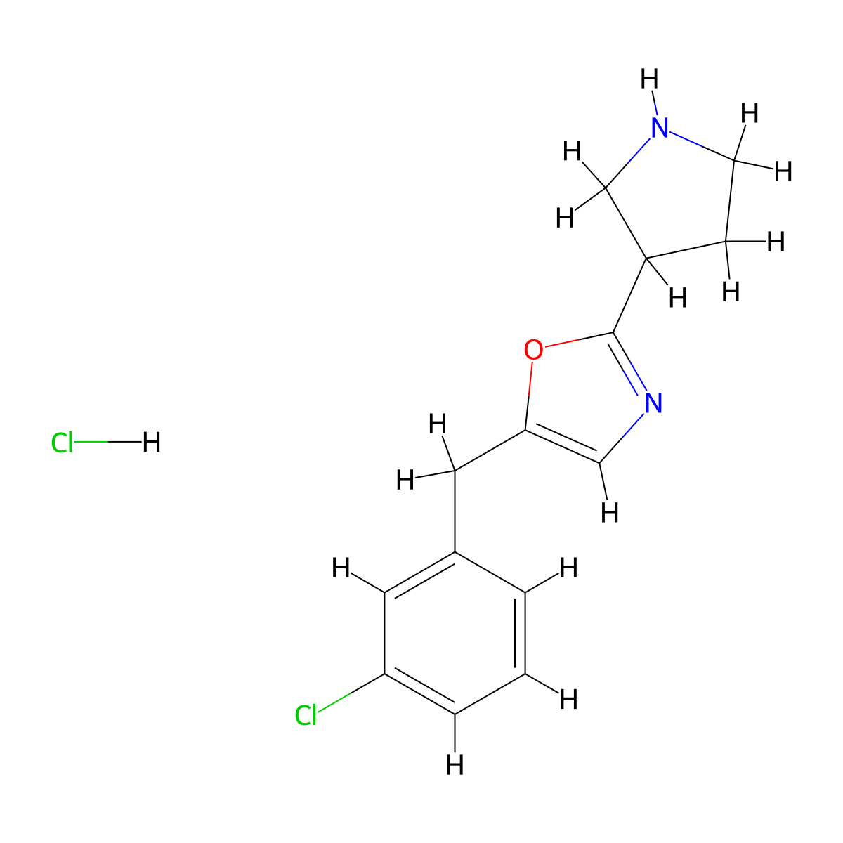 5-(3-Chlorobenzyl)-2-(pyrrolidin-3-yl)oxazole hydrochloride molecular structure, CAS 2816417-85-1