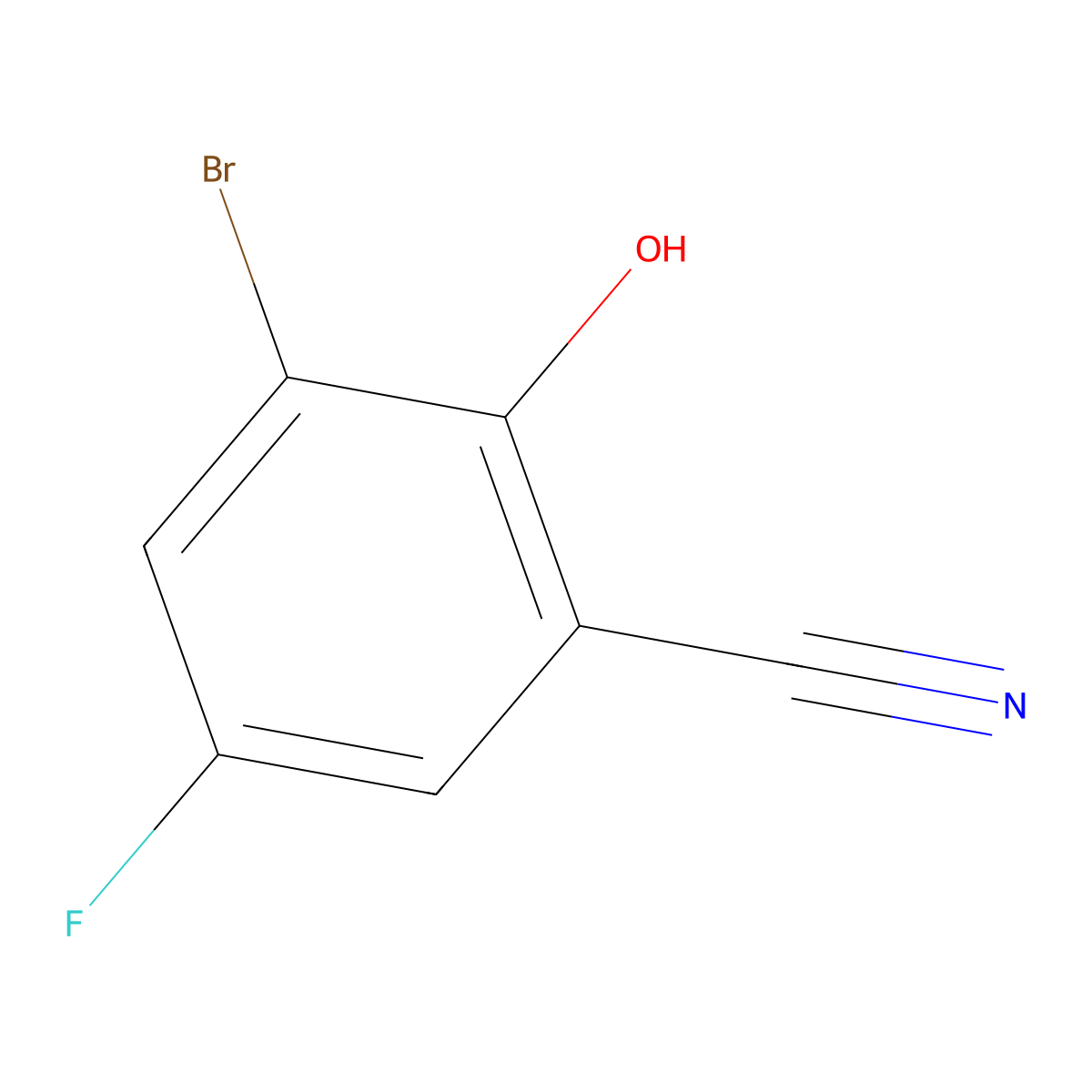 3-Bromo-5-fluoro-2-hydroxybenzonitrile molecular structure, CAS 28165-66-4