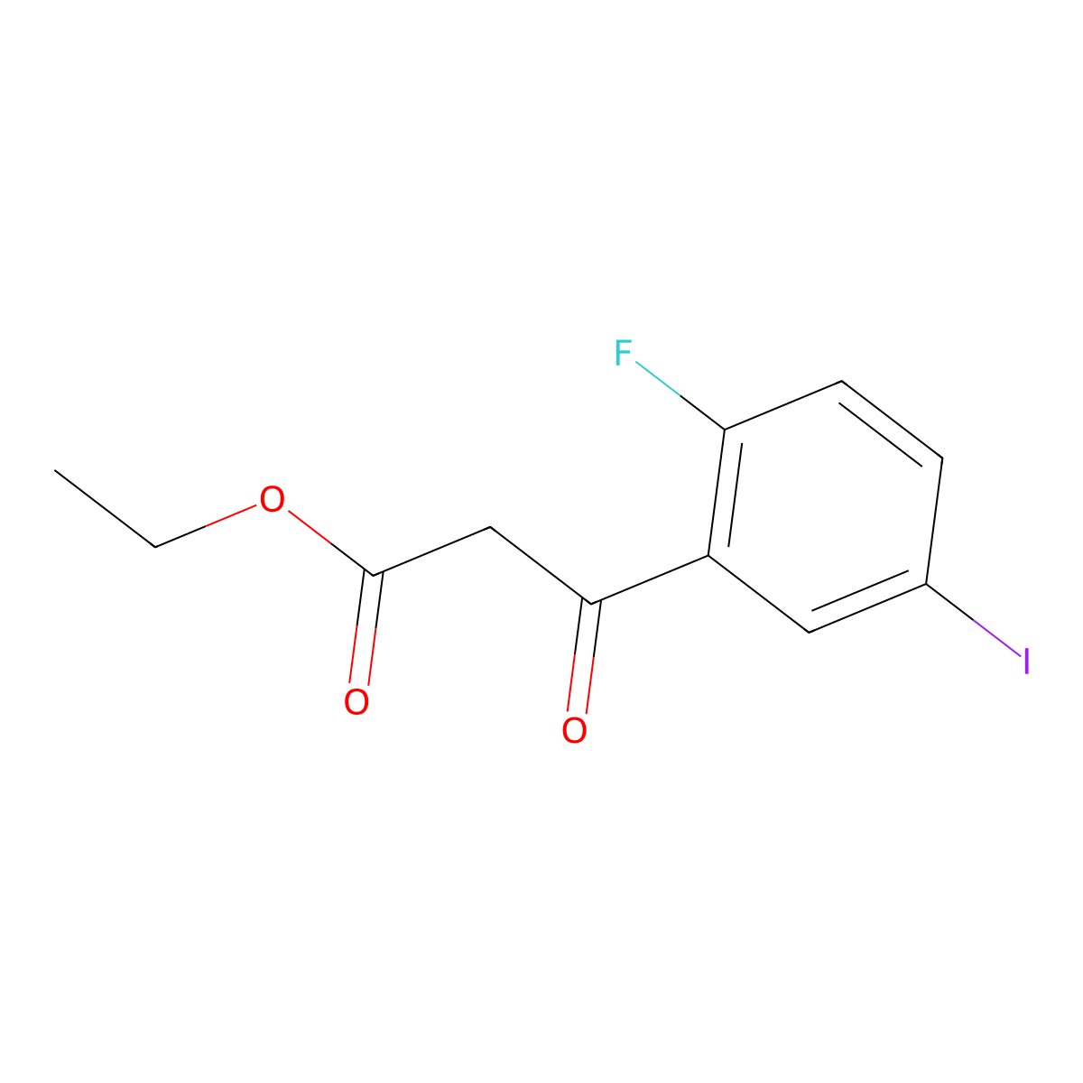 Ethyl 3-(2-fluoro-5-iodophenyl)-3-oxopropanoate molecular structure, CAS 281652-05-9