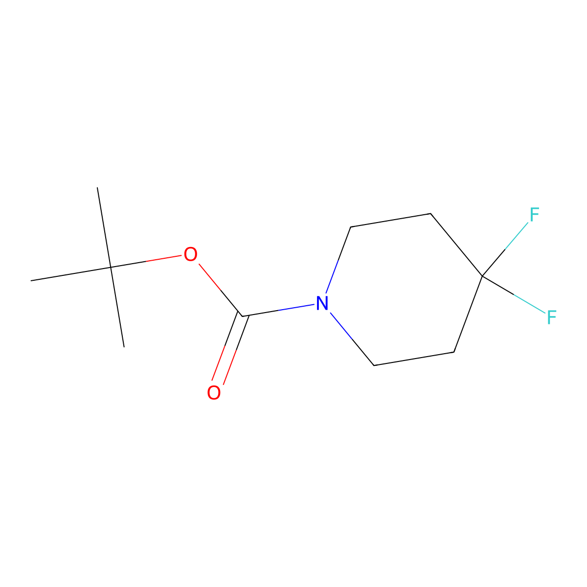 tert-Butyl 4,4-difluoropiperidine-1-carboxylate molecular structure, CAS 281652-10-6