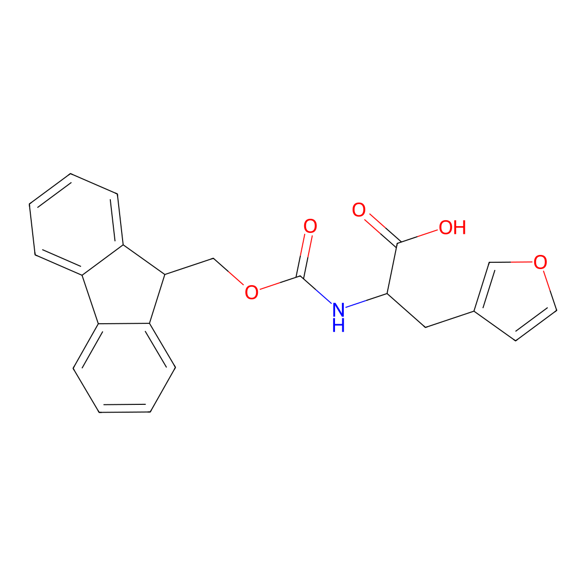 (2S)-2-({[(9H-fluoren-9-yl)methoxy]carbonyl}amino)-3-(furan-3-yl)propanoic acid molecular structure, CAS 281655-49-0