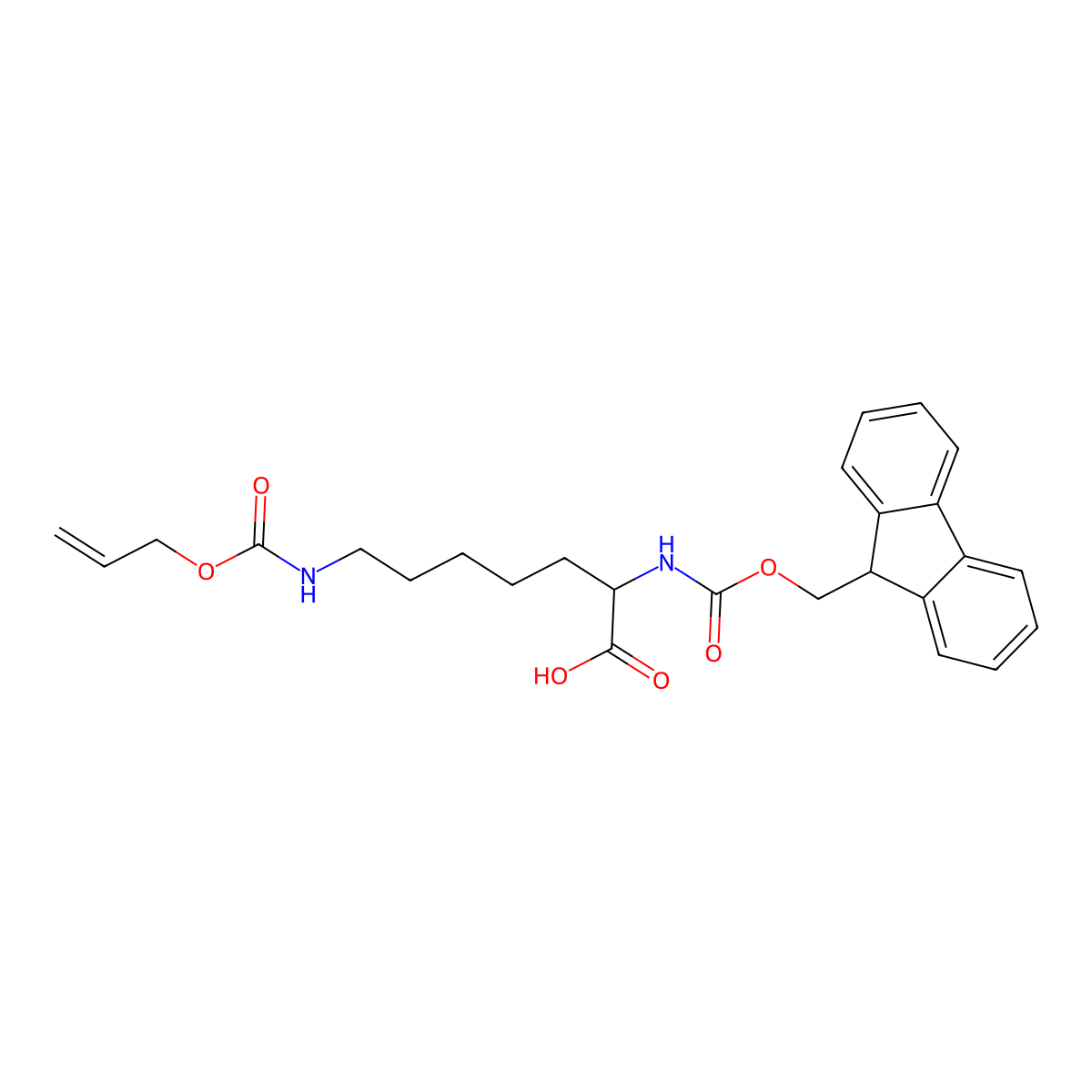 2-({[(9H-fluoren-9-yl)methoxy]carbonyl}amino)-7-{[(prop-2-en-1-yloxy)carbonyl]amino}heptanoic acid molecular structure, CAS 281655-67-2