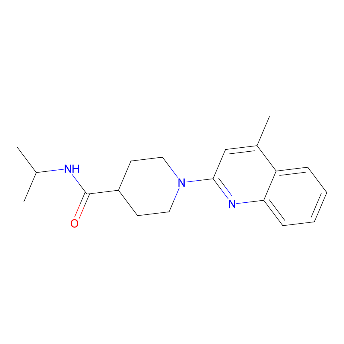 1-(4-methylquinolin-2-yl)-N-(propan-2-yl)piperidine-4-carboxamide molecular structure, CAS 2816576-43-7