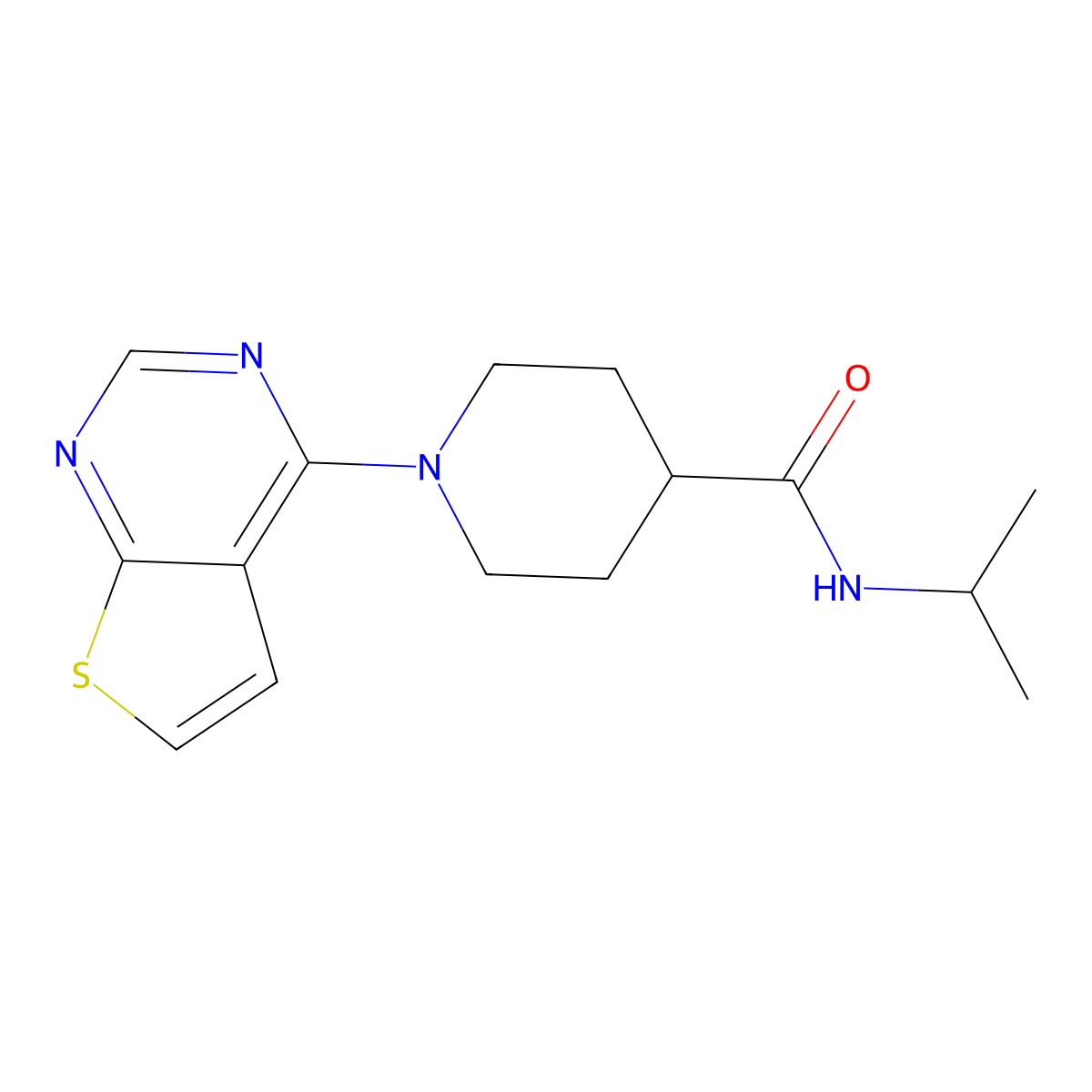 N-(propan-2-yl)-1-{thieno[2,3-d]pyrimidin-4-yl}piperidine-4-carboxamide molecular structure, CAS 2816607-88-0