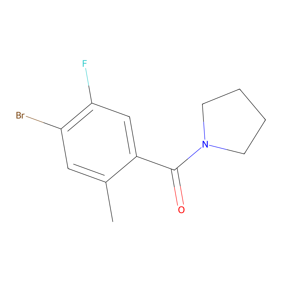 (4-Bromo-5-fluoro-2-methylphenyl)(pyrrolidin-1-yl)methanone molecular structure, CAS 2816623-82-0