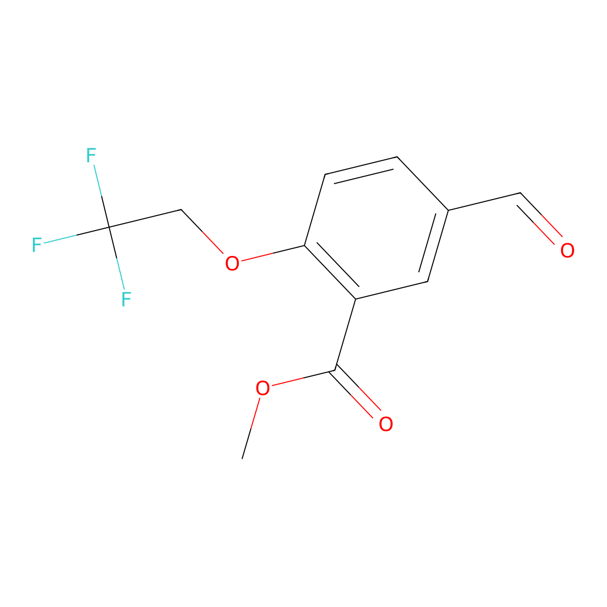 Methyl 5-formyl-2-(2,2,2-trifluoroethoxy)benzoate molecular structure, CAS 2816626-78-3