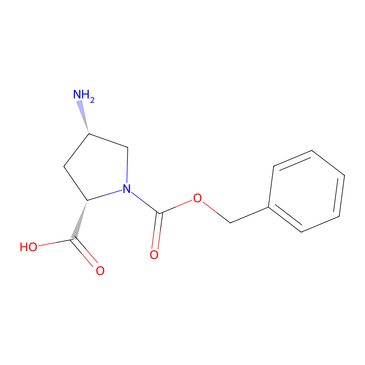 (2S,4S)-4-Amino-1-((benzyloxy)carbonyl)pyrrolidine-2-carboxylic acid molecular structure, CAS 281666-43-1