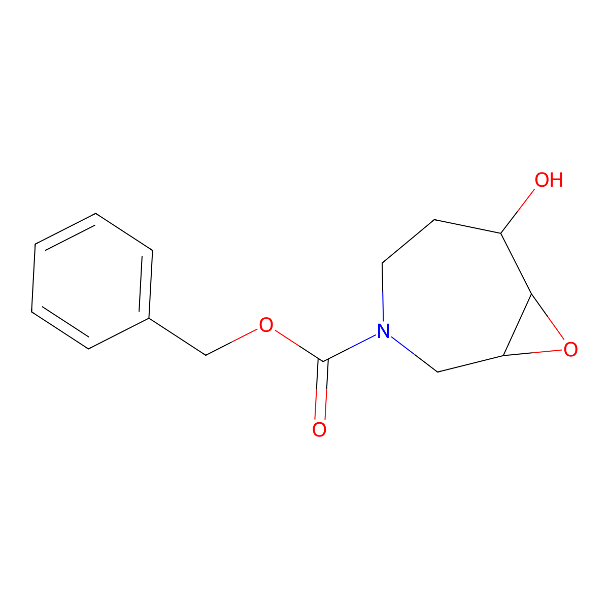 rac-benzyl (1R,6S,7S)-6-hydroxy-8-oxa-3-azabicyclo[5.1.0]octane-3-carboxylate molecular structure, CAS 2816676-13-6
