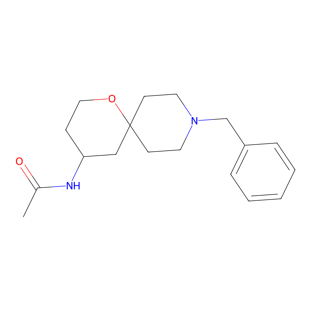 N-(9-benzyl-1-oxa-9-azaspiro[5.5]undecan-4-yl)acetamide molecular structure, CAS 2816676-28-3