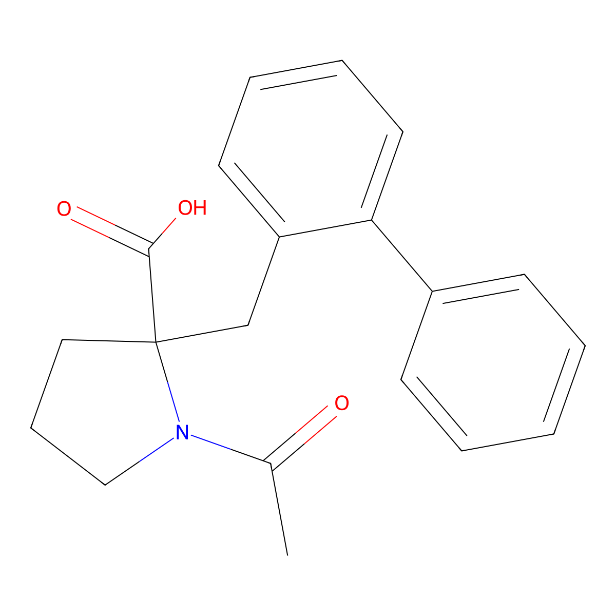 2-([1,1'-Biphenyl]-2-ylmethyl)-1-acetylpyrrolidine-2-carboxylic acid molecular structure, CAS 2816676-90-9