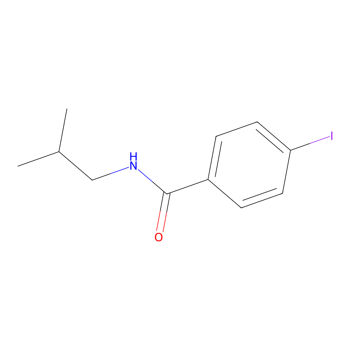 4-iodo-N-(2-methylpropyl)benzamide molecular structure, CAS 281668-96-0