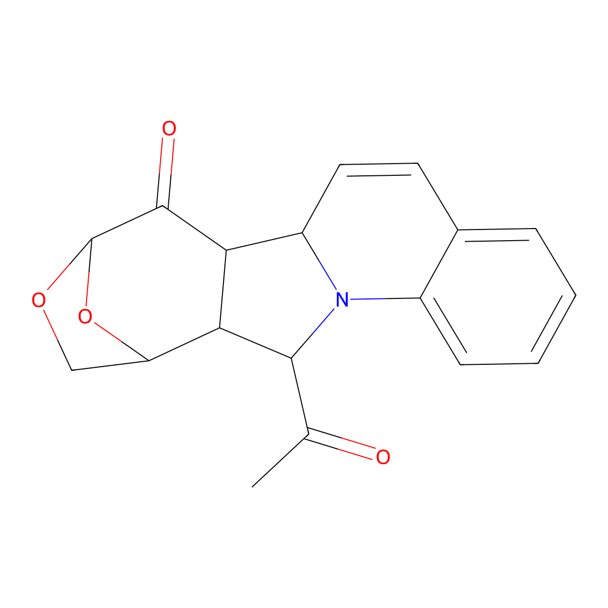 Benz[e]oxepino[4,5-a]indolizin-5-one, 1,2,4,5,5a,5b,13,13a-octahydro-13-acetyl-1,4-epoxy- molecular structure, CAS 281676-67-3