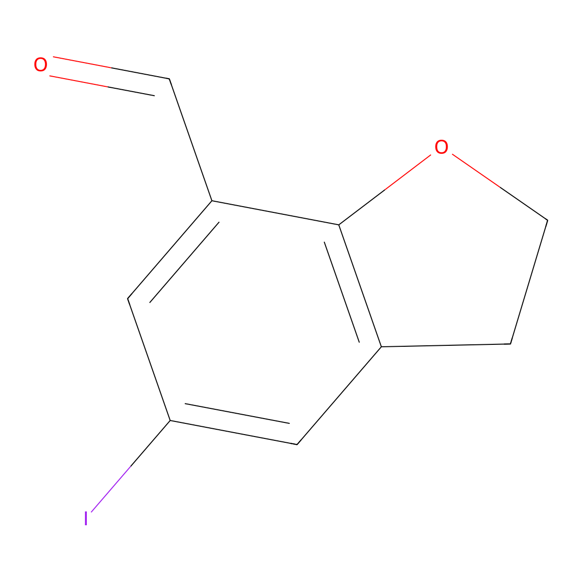 5-Iodo-2,3-dihydro-1-benzofuran-7-carbaldehyde molecular structure, CAS 281678-74-8