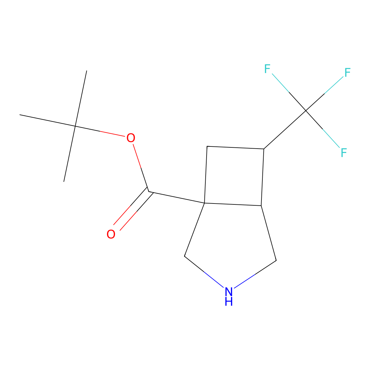 rac-tert-butyl (1R,5R,6S)-6-(trifluoromethyl)-3-azabicyclo[3.2.0]heptane-1-carboxylate molecular structure, CAS 2816817-52-2