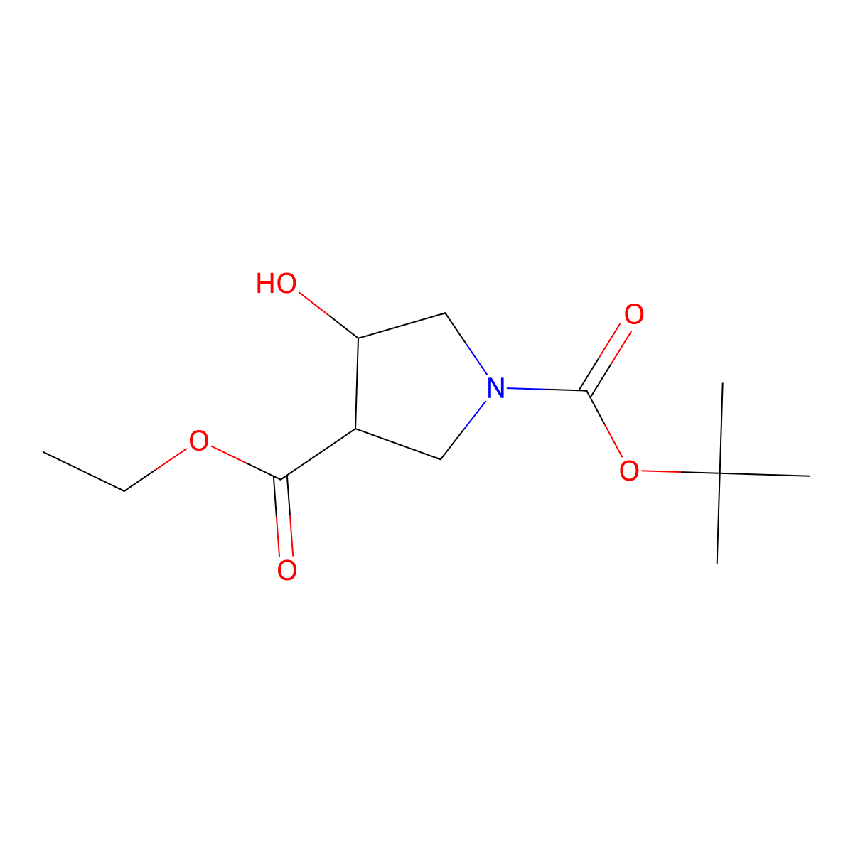 Ethyl (3S,4S)-1-boc-4-hydroxypyrrolidine-3-carboxylate molecular structure, CAS 2816818-23-0