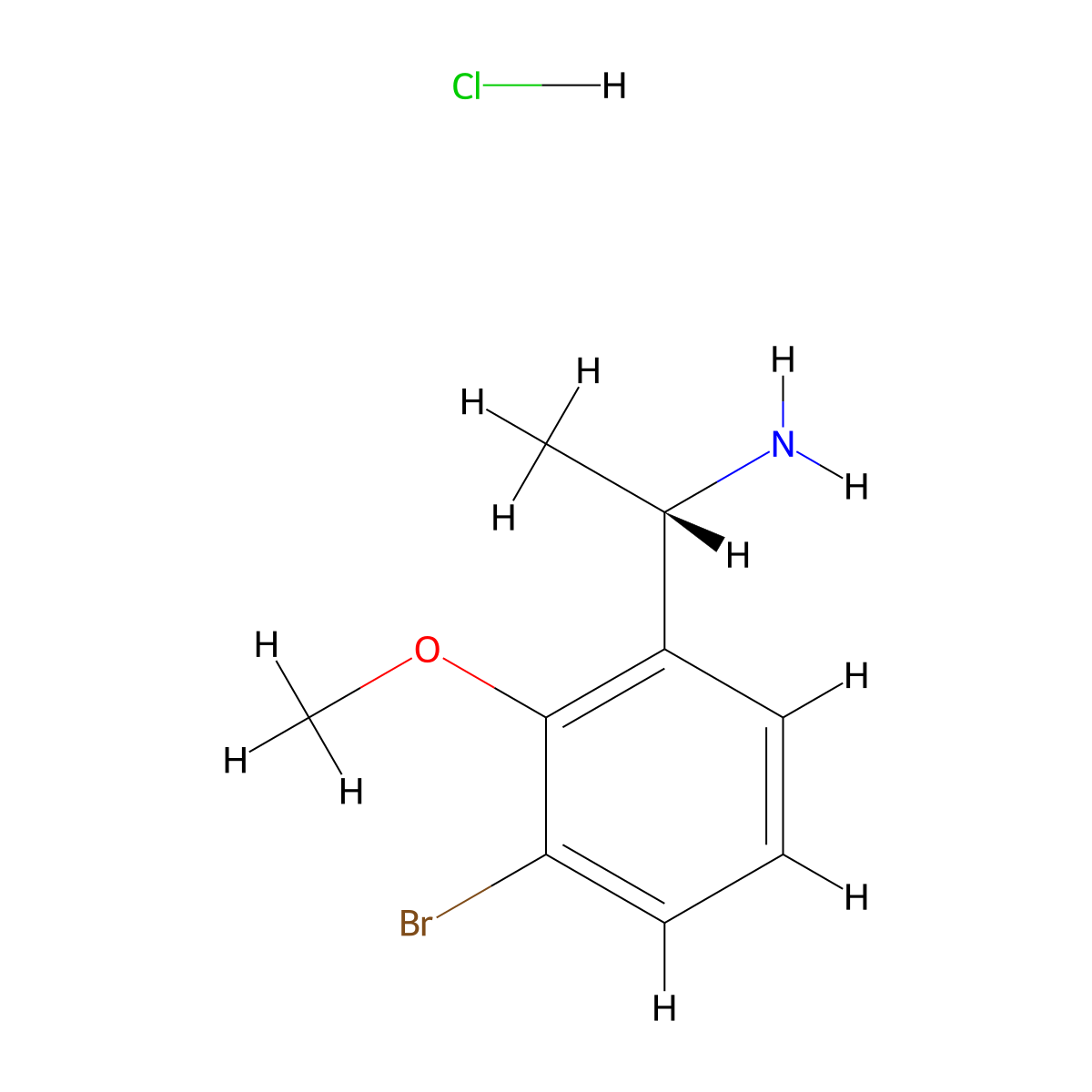 (S)-1-(3-Bromo-2-methoxyphenyl)ethan-1-amine hydrochloride molecular structure, CAS 2816820-13-8
