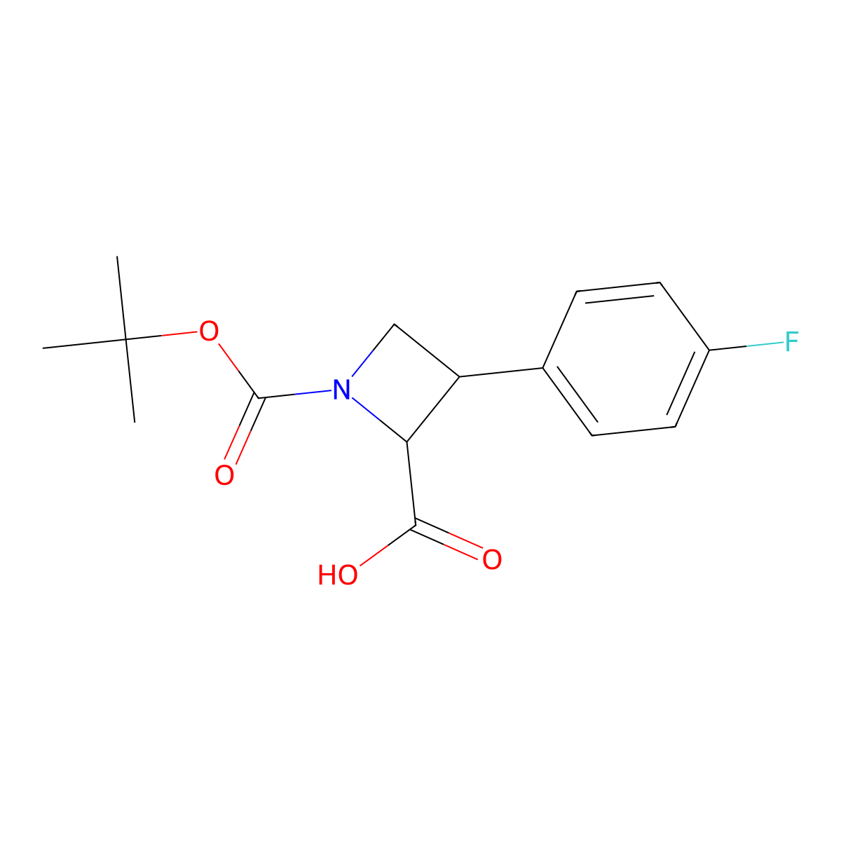(2R,3R)-1-Tert-butoxycarbonyl-3-(4-fluorophenyl)azetidine-2-carboxylic acid molecular structure, CAS 2816820-15-0