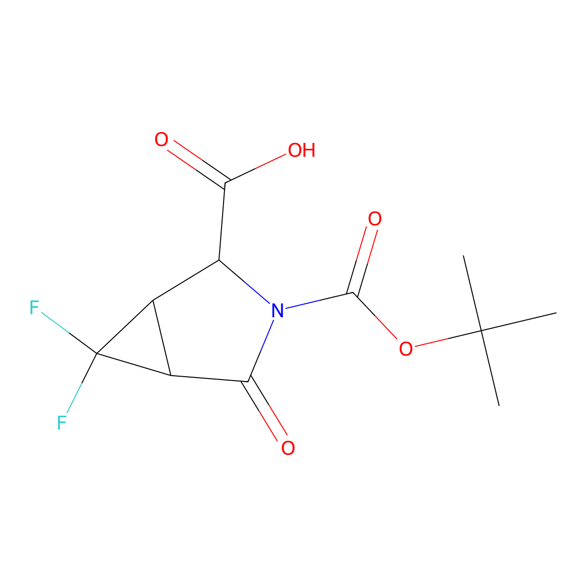 (1R,2R,5S)-6,6-difluoro-3-[(2-methylpropan-2-yl)oxycarbonyl]-4-oxo-3-azabicyclo[3.1.0]hexane-2-carboxylic acid molecular structure, CAS 2816820-19-4