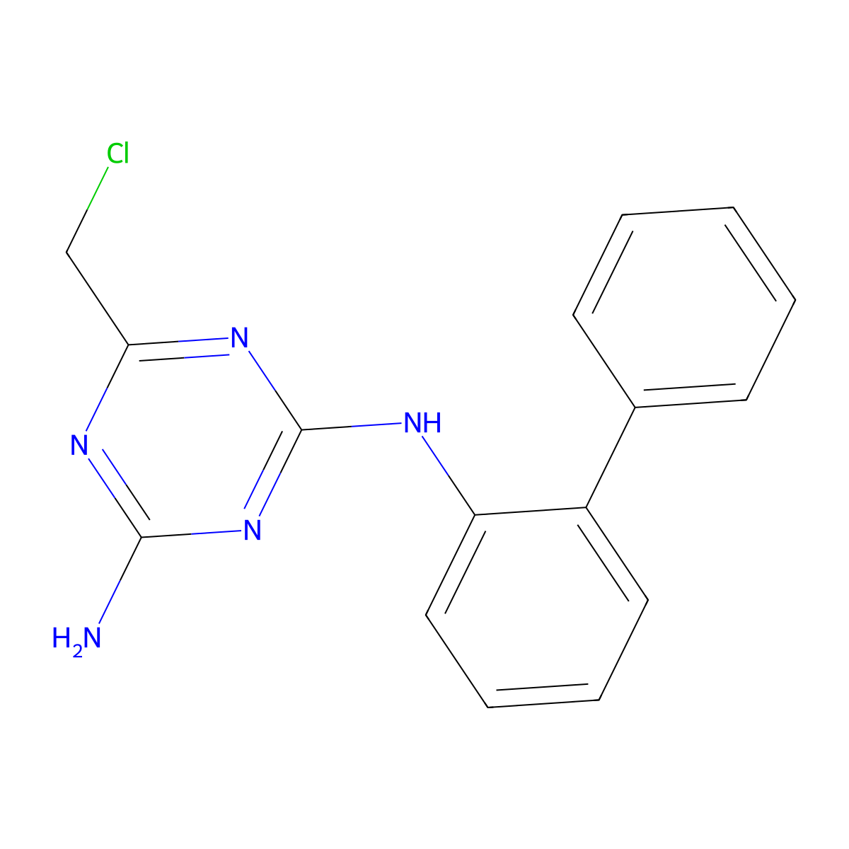 N-(biphenyl-2-yl)-6-(chloromethyl)-1,3,5-triazine-2,4-diamine molecular structure, CAS 2816871-13-1