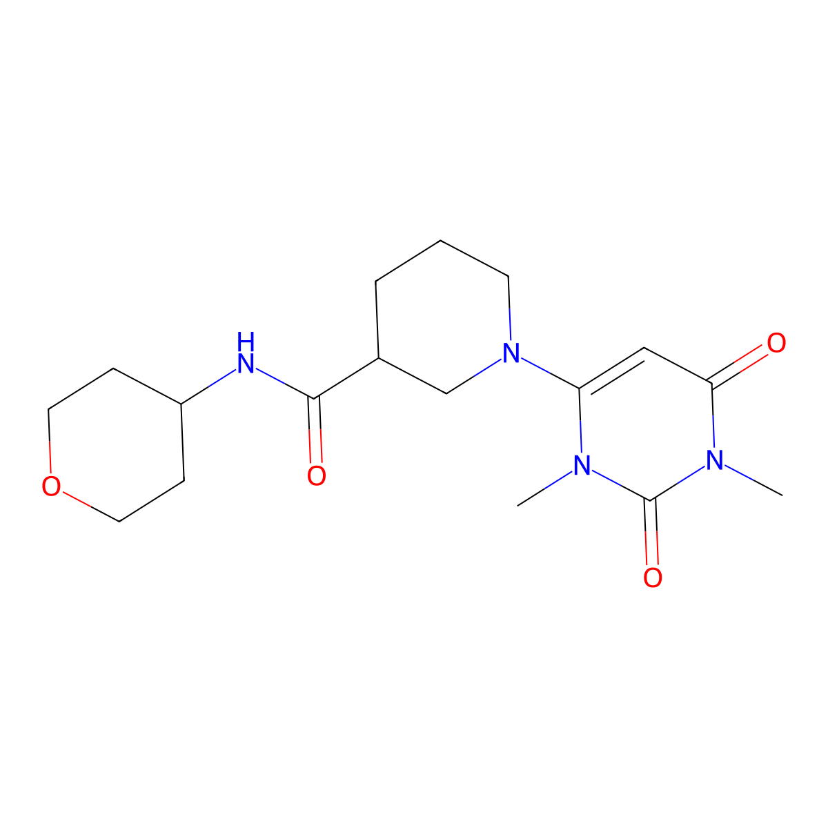 1-(1,3-dimethyl-2,6-dioxo-1,2,3,6-tetrahydropyrimidin-4-yl)-N-(oxan-4-yl)piperidine-3-carboxamide molecular structure, CAS 2816878-42-7