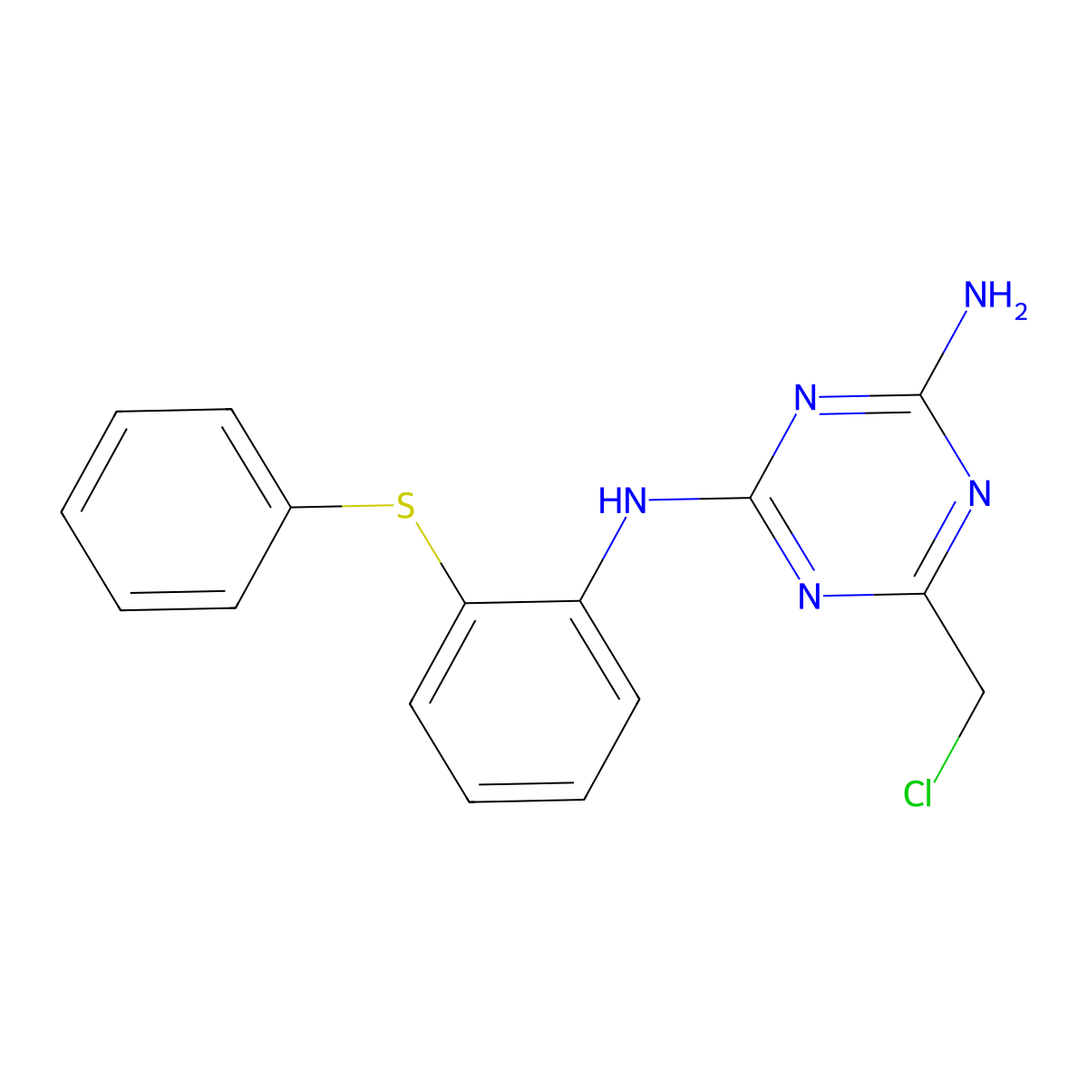 6-(chloromethyl)-N-[2-(phenylsulfanyl)phenyl]-1,3,5-triazine-2,4-diamine molecular structure, CAS 2816886-64-1