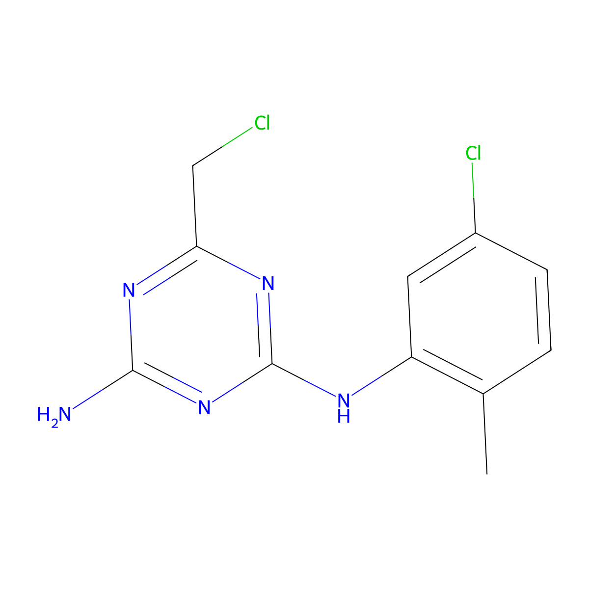 6-(chloromethyl)-N-(5-chloro-2-methylphenyl)-1,3,5-triazine-2,4-diamine molecular structure, CAS 2816887-26-8