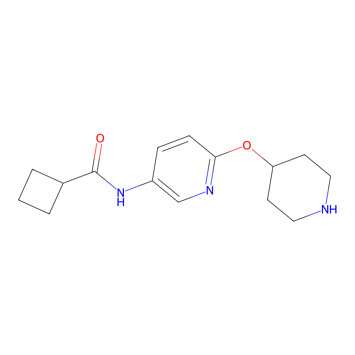 N-[6-(4-Piperidinyloxy)-3-pyridinyl]cyclobutanecarboxamide molecular structure, CAS 2816900-81-7