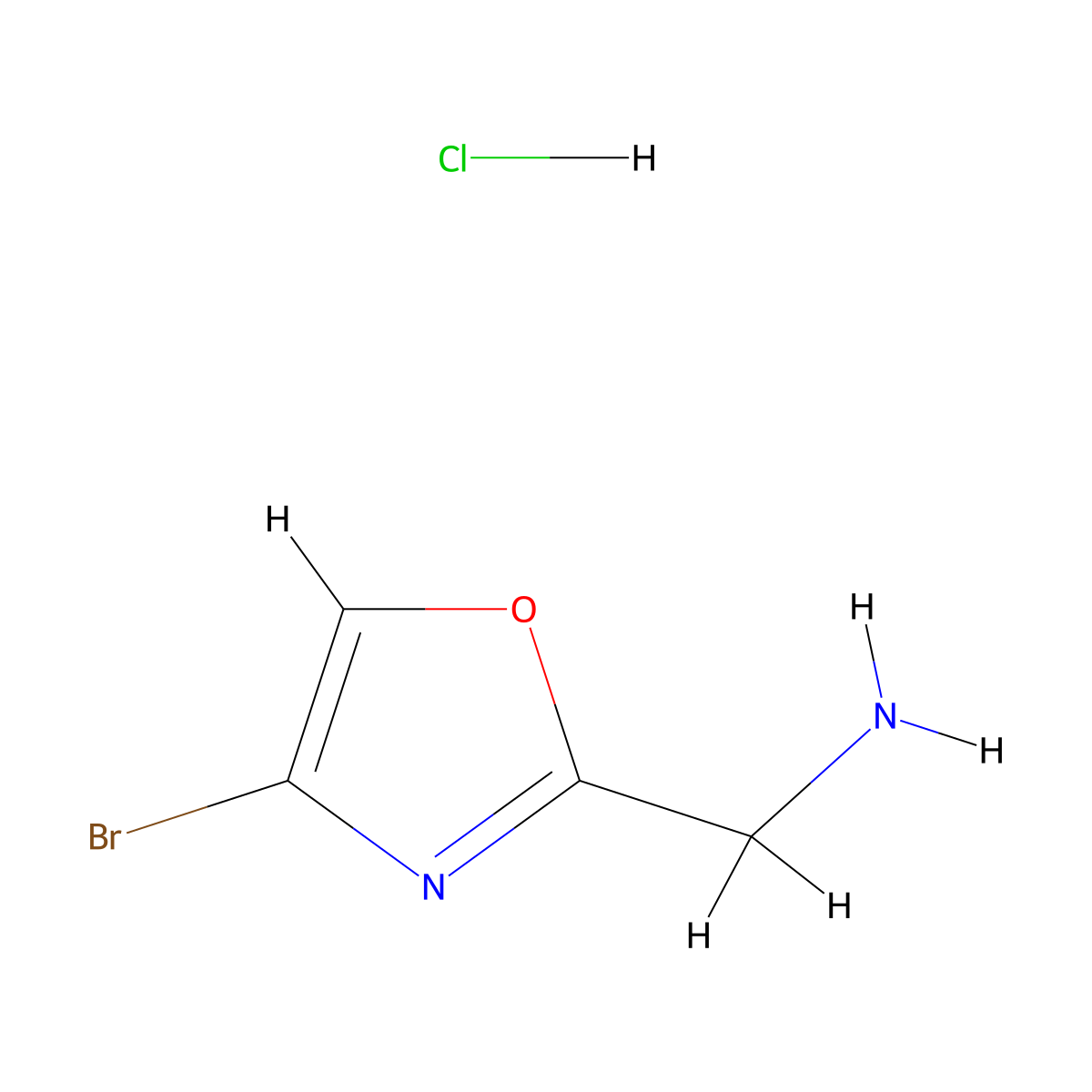 2-(Aminomethyl)-4-bromo-oxazole HCl molecular structure, CAS 2816910-14-0