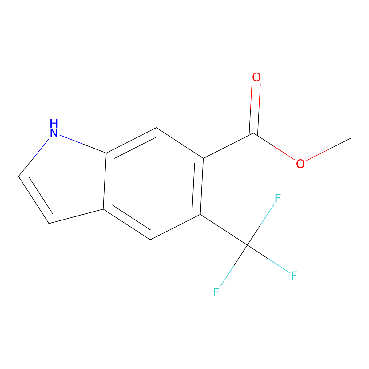Methyl 5-(trifluoromethyl)-1H-indole-6-carboxylate molecular structure, CAS 2816913-18-3