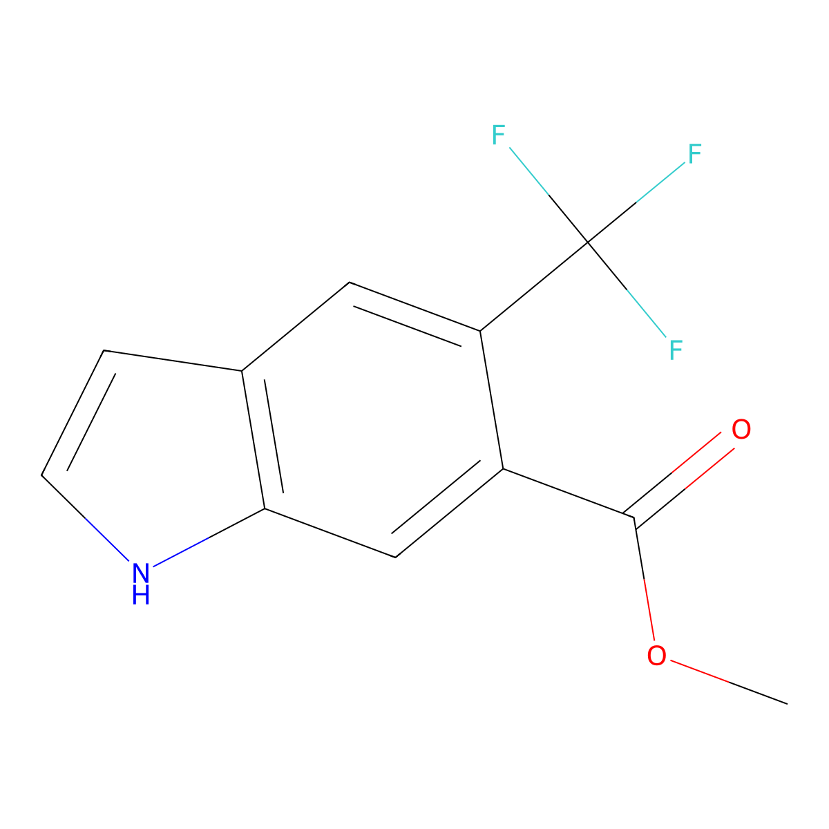 Methyl 5-(trifluoromethyl)-1H-indole-6-carboxylate molecular structure, CAS 2816913-18-3