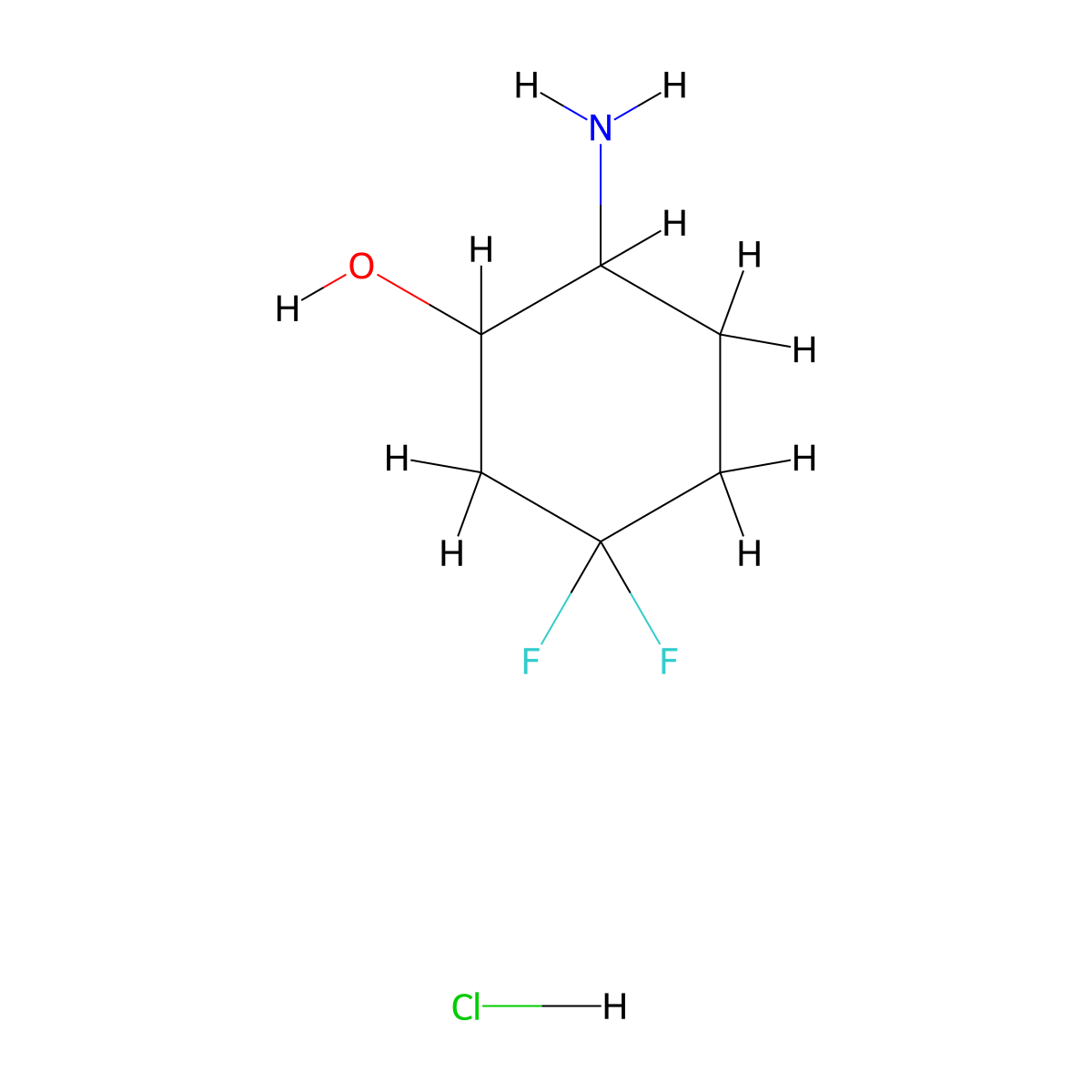 2-Amino-5,5-difluorocyclohexanol hydrochloride molecular structure, CAS 2816913-25-2