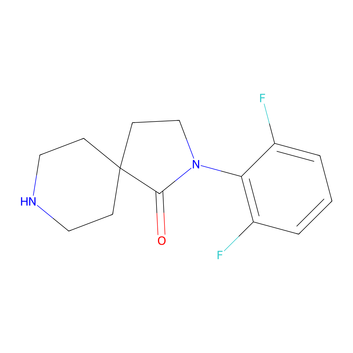 2-(2,6-Difluorophenyl)-2,8-diazaspiro[4.5]decan-1-one molecular structure, CAS 2816913-34-3
