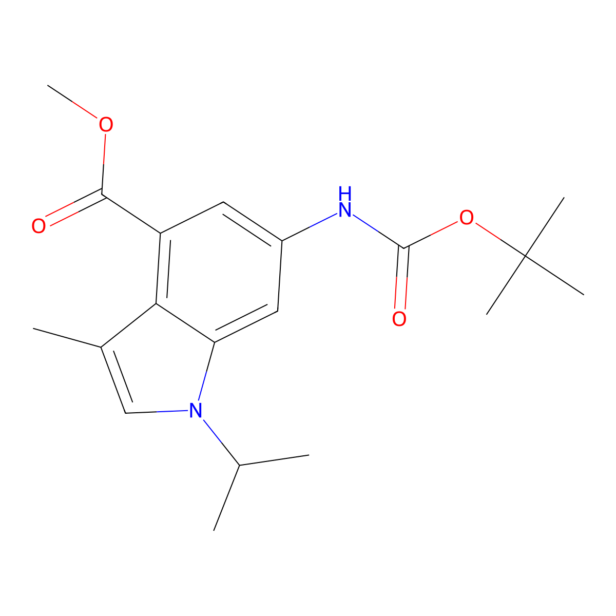 Methyl 3-methyl-6-[(2-methylpropan-2-yl)oxycarbonylamino]-1-propan-2-ylindole-4-carboxylate molecular structure, CAS 2816913-43-4