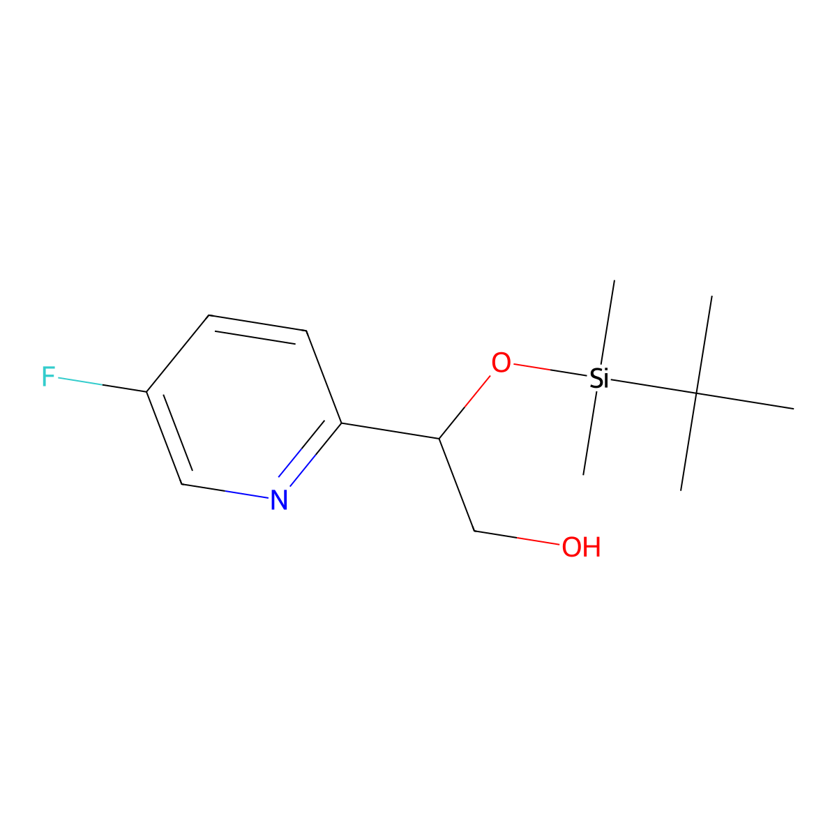 2-[Tert-butyl(dimethyl)silyl]oxy-2-(5-fluoro-2-pyridyl)ethanol molecular structure, CAS 2816913-53-6