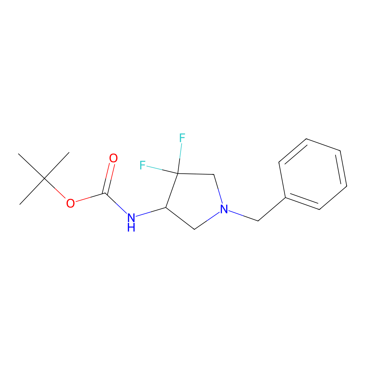 Tert-butyl (1-benzyl-4,4-difluoropyrrolidin-3-YL)carbamate molecular structure, CAS 2816913-63-8