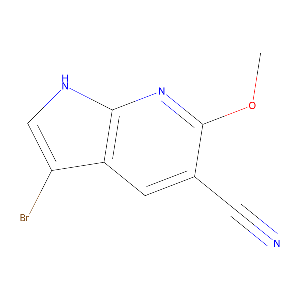 3-Bromo-6-methoxy-1H-pyrrolo[2,3-b]pyridine-5-carbonitrile molecular structure, CAS 2816913-86-5