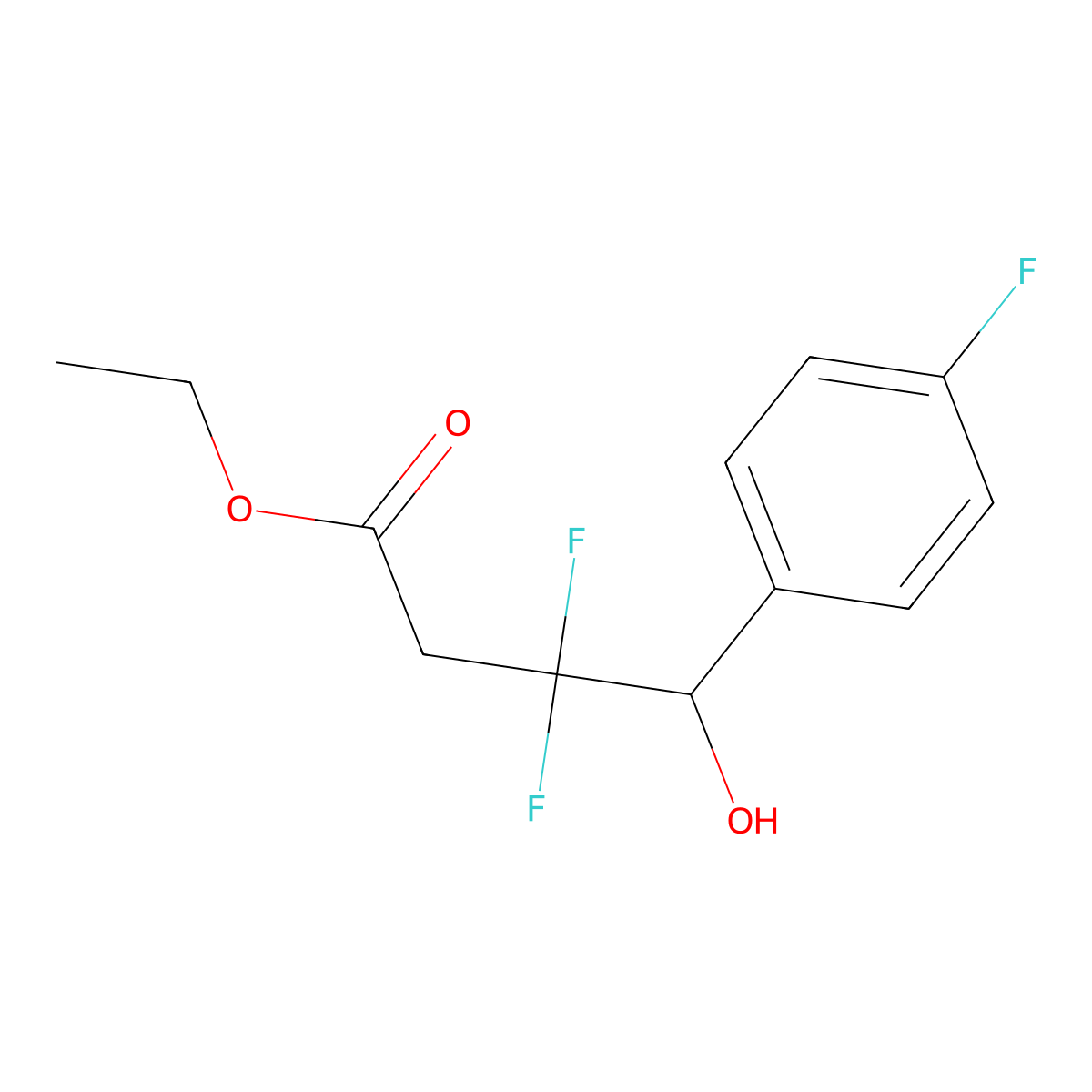 Ethyl 3,3-difluoro-4-(4-fluorophenyl)-4-hydroxybutanoate molecular structure, CAS 2816913-87-6