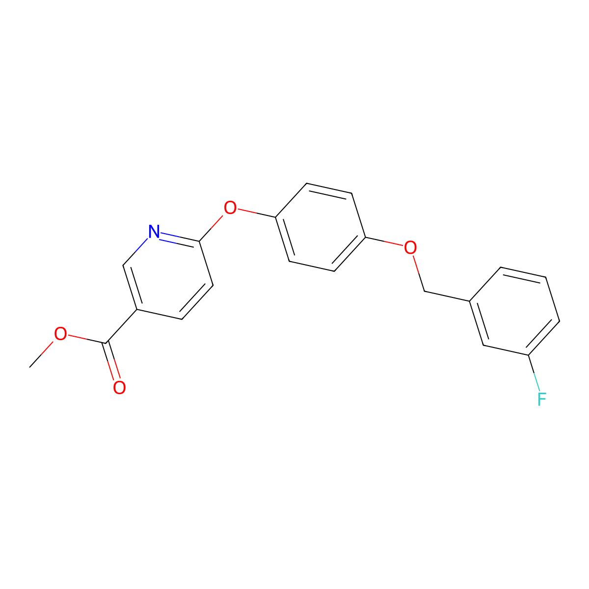 Methyl 6-(4-((3-fluorobenzyl)oxy)phenoxy)nicotinate molecular structure, CAS 2816913-98-9