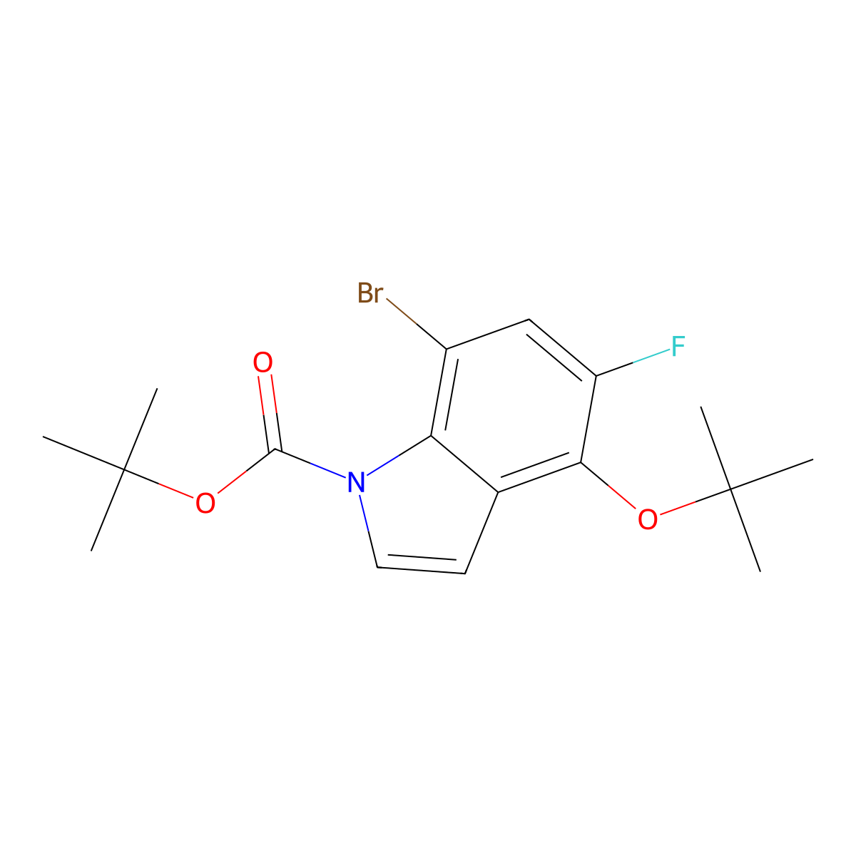 tert-Butyl 7-bromo-4-(tert-butoxy)-5-fluoro-1H-indole-1-carboxylate molecular structure, CAS 2816914-01-7